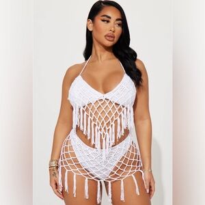 Fashion Nova knitted crochet bikini set size M/L new